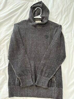 Charcoal Hooded Knit Pullover Sweater - Kids